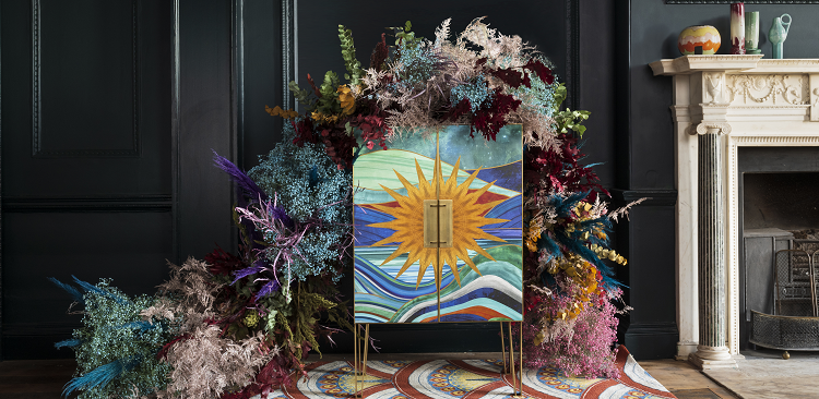 Matthew Williamson for Roome London | Tamara drinks cabinet showcasing Sunburst 